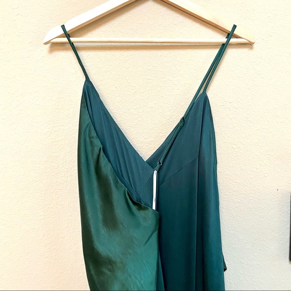 Forest Green Satin Wrap Backless Slip Dress 🌿 - Picture 6 of 16